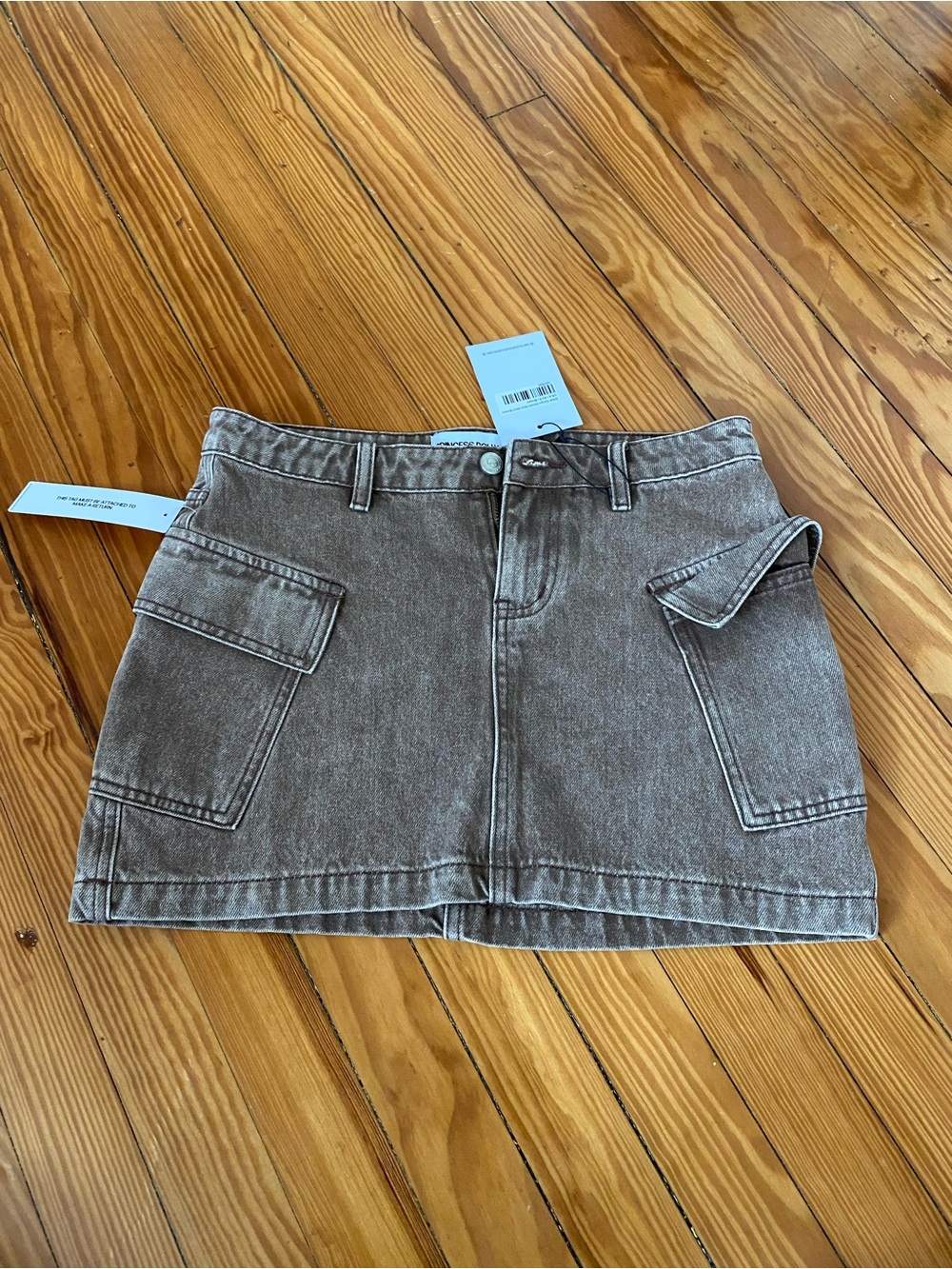 Princess Polly Brown Denim Cargo Pocket Mini Skirt